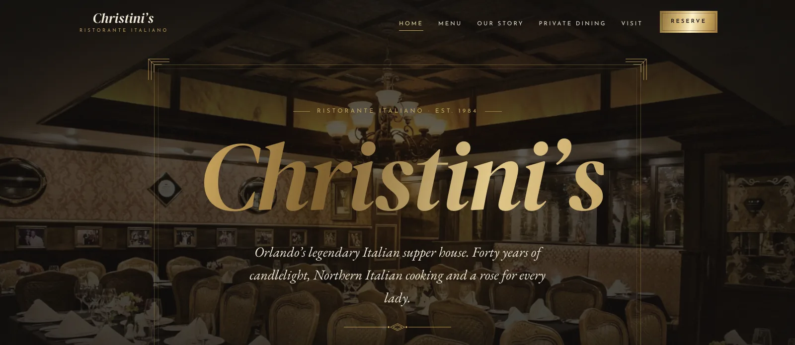 The Christini's Ristorante Italiano website on a computer
