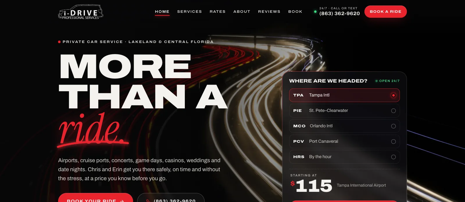 The iDrive Professional Services website on a computer
